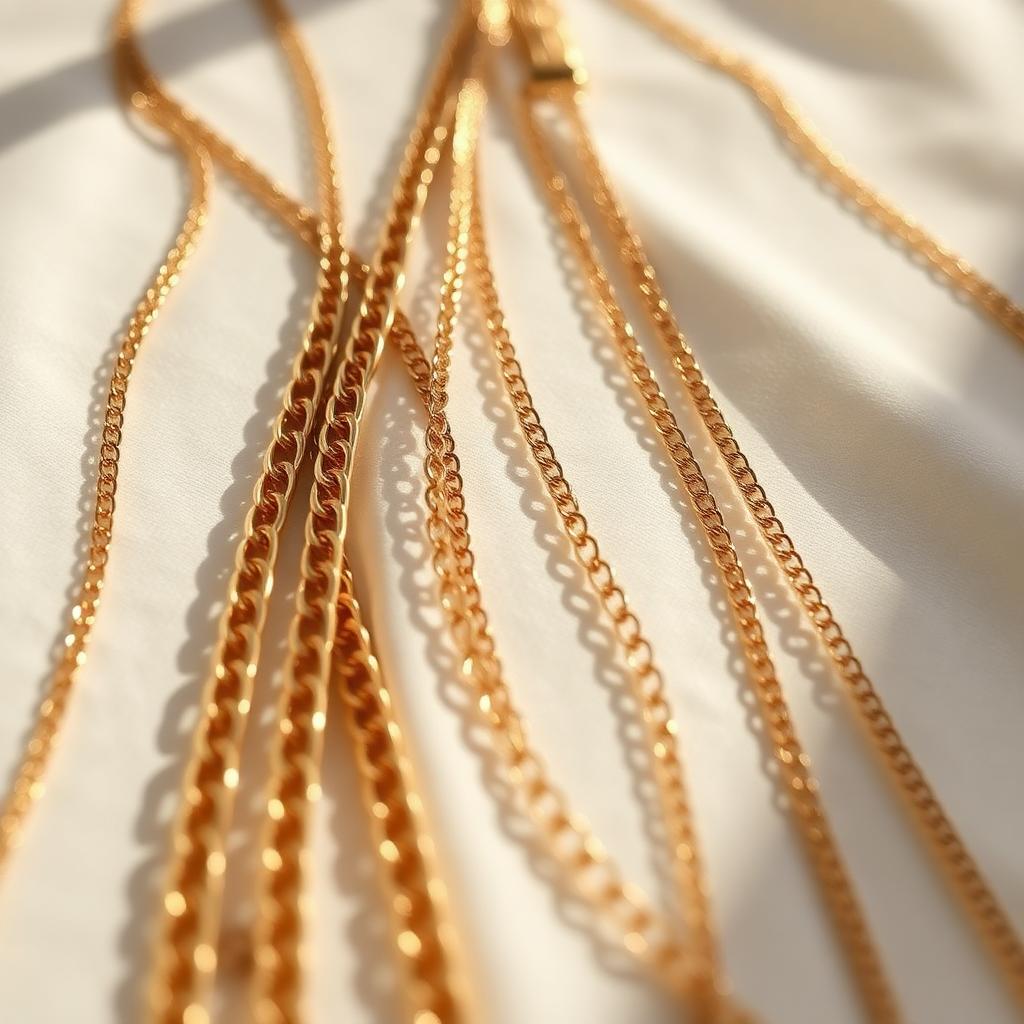Gold chains and necklaces ready for evaluation