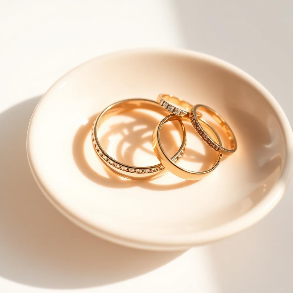 Gold rings and wedding bands ready to be tested