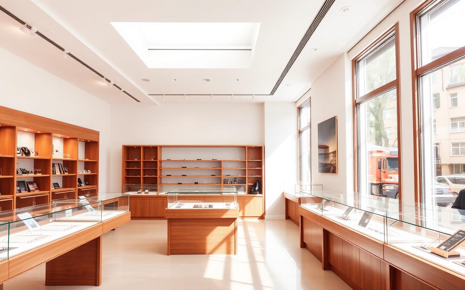 Bright, modern jewellery buying shop interior in North York